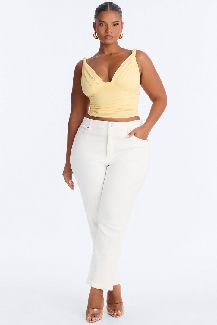 Sweetest Vibe Twist Ruched Tank Top - ButterYellow