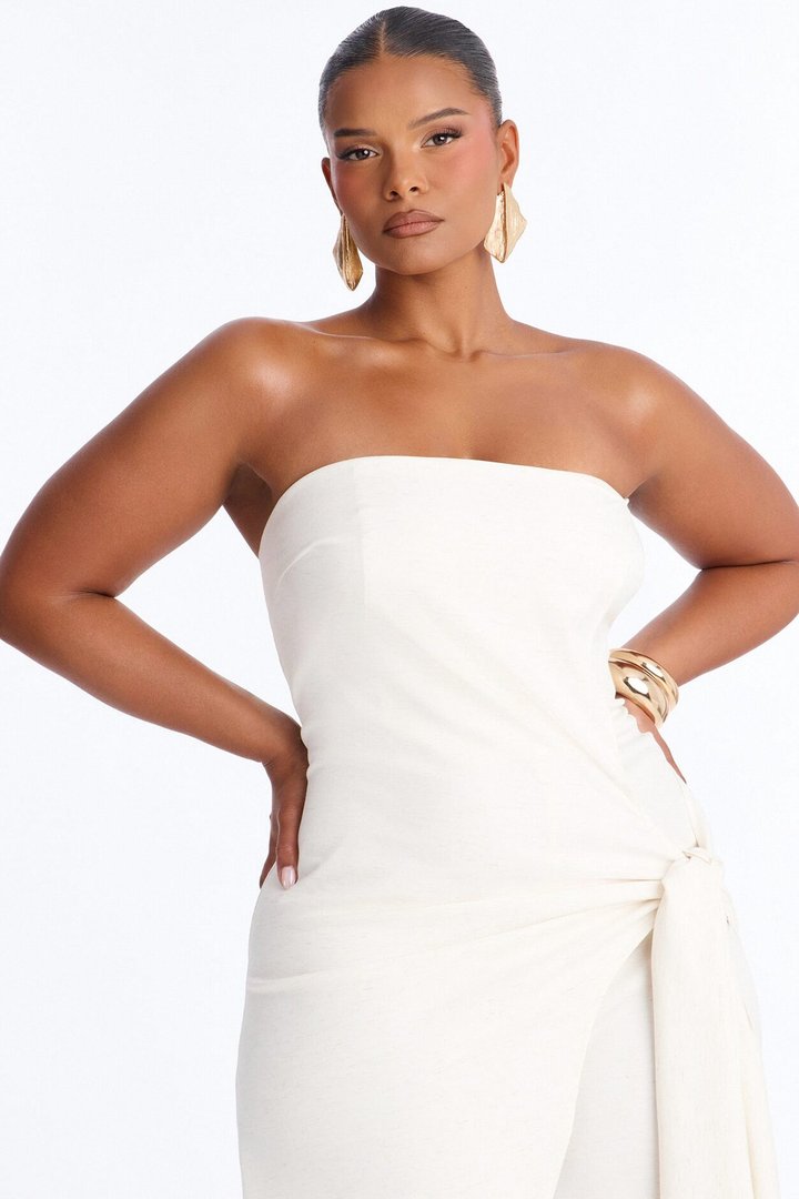 Cyynthia Draped Strapless Jumpsuit - Oatmeal