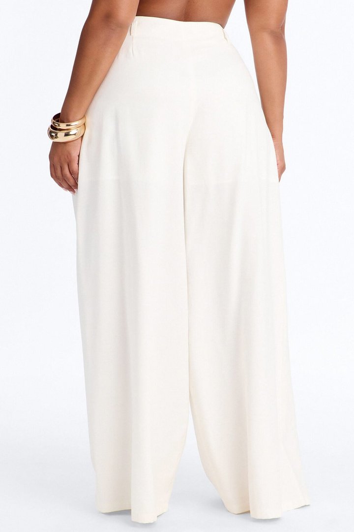 Elyse Linen High Rise Pleated Trousers - White