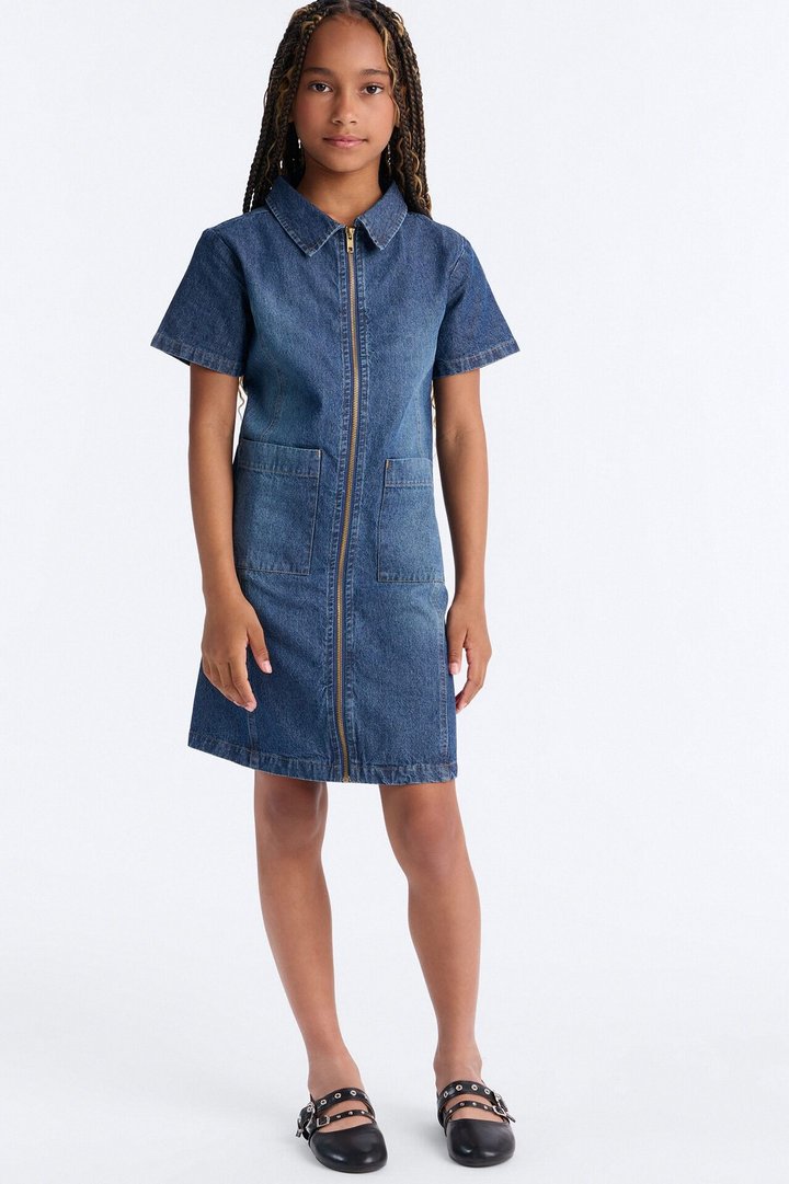 Mini I Wanna Know Denim Dress - Dark Wash