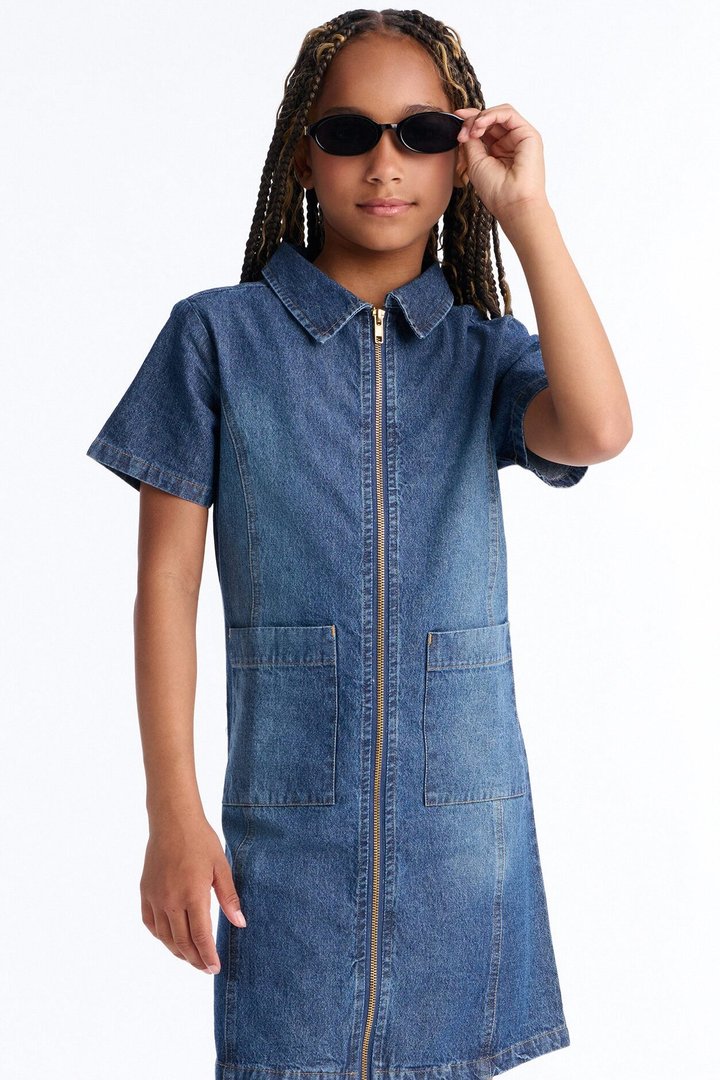 Mini I Wanna Know Denim Dress - Dark Wash