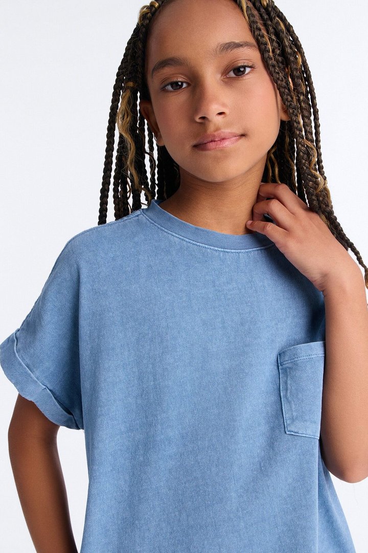 Mini Krystal TShirt Dress - Slate Blue