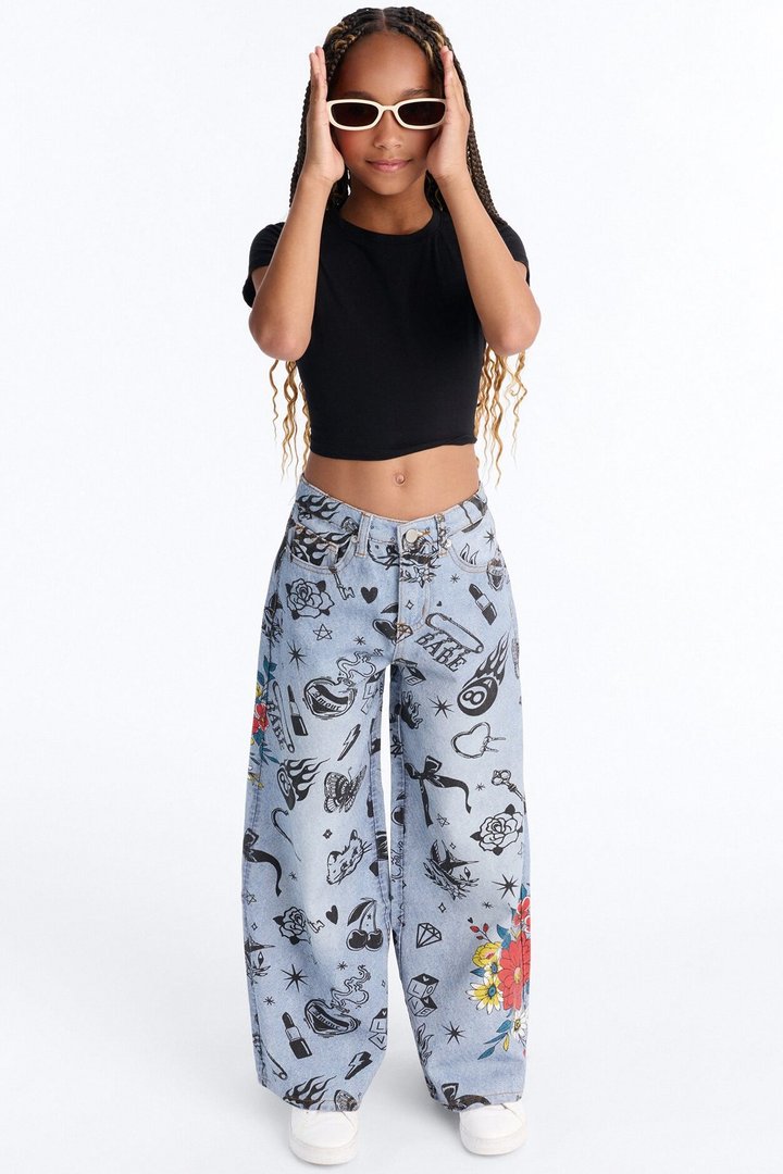Mini All My Favorite Things Wide Leg Jeans - Light Wash