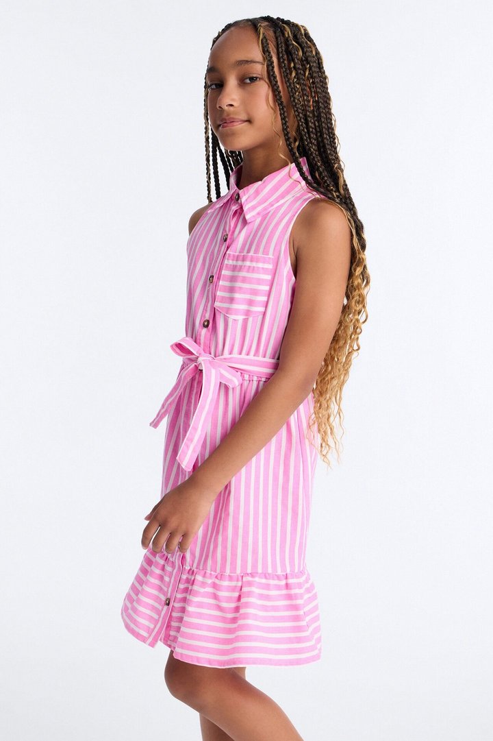 Mini You Are My Sunshine Sleeveless Shirt Dress - Pink/combo