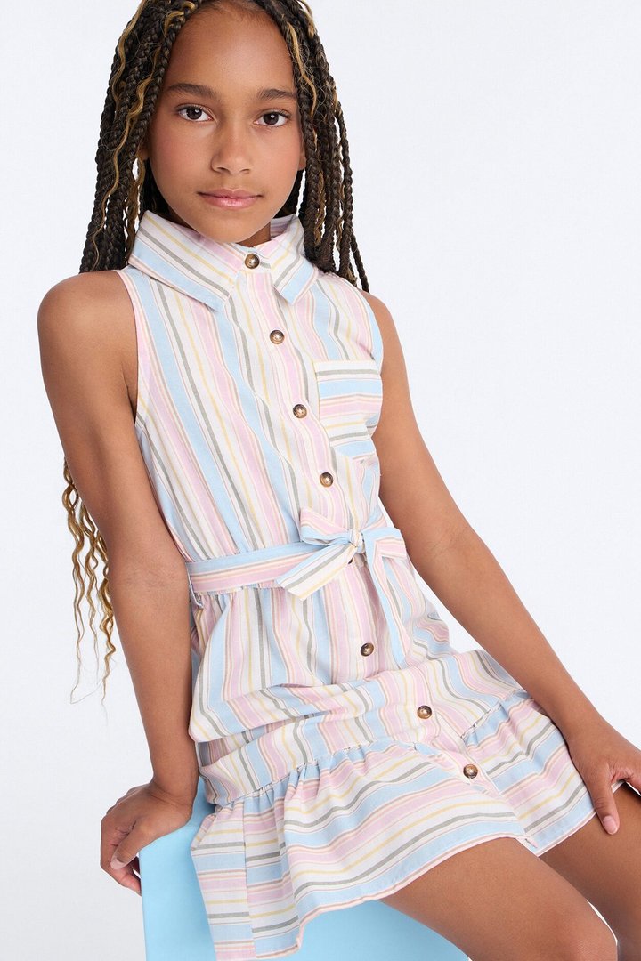 Mini You Are My Sunshine Sleeveless Shirt Dress - Multi Color