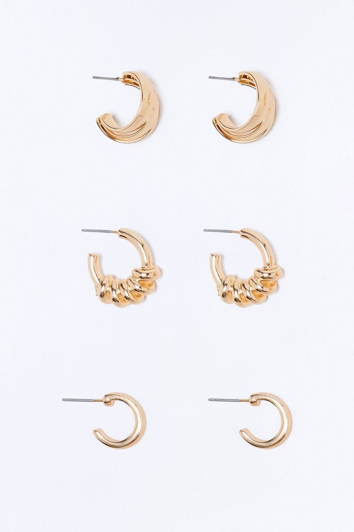 The Minimal 3 Pair Earring Set - Gold