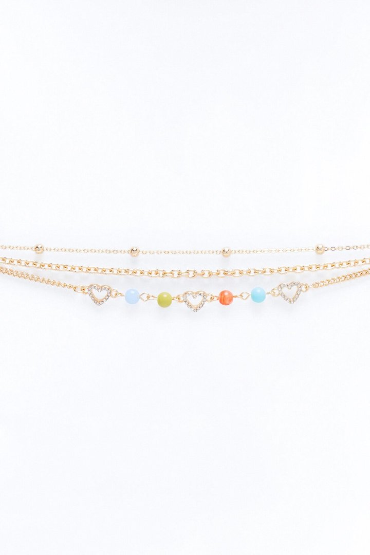 Happy Beaded Layered Anklet - Gold/Multi