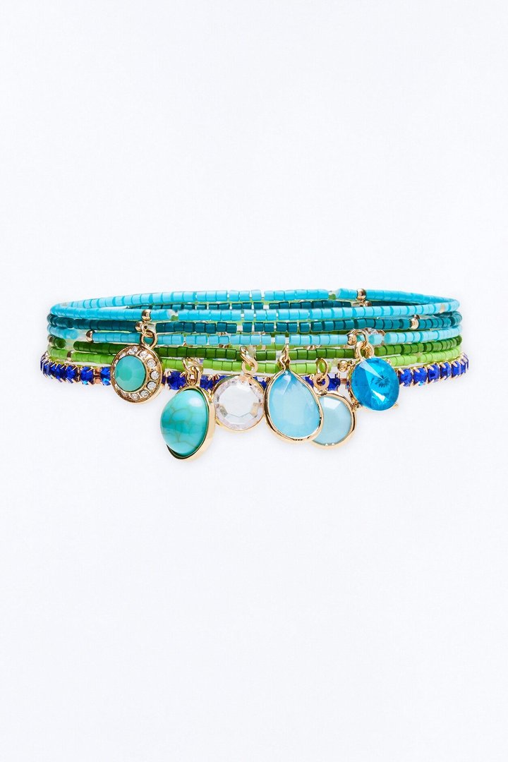 Moon Jewel 6 Piece Anklet Set - Blue/combo