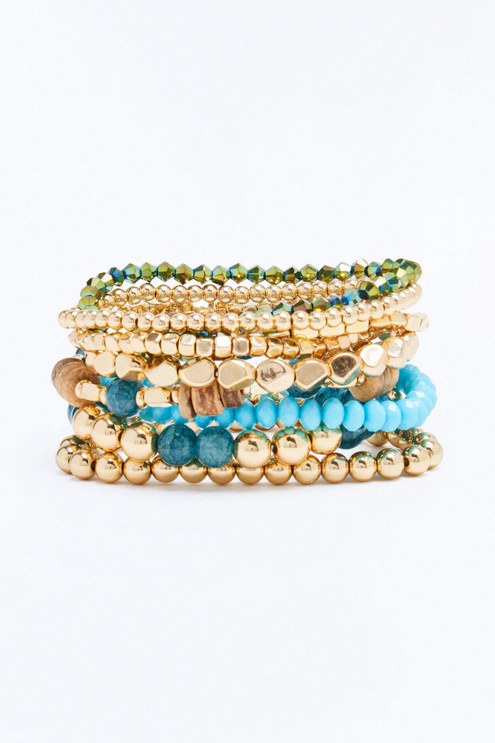Moonlight 9 Piece Bracelet Set - Gold/Blue