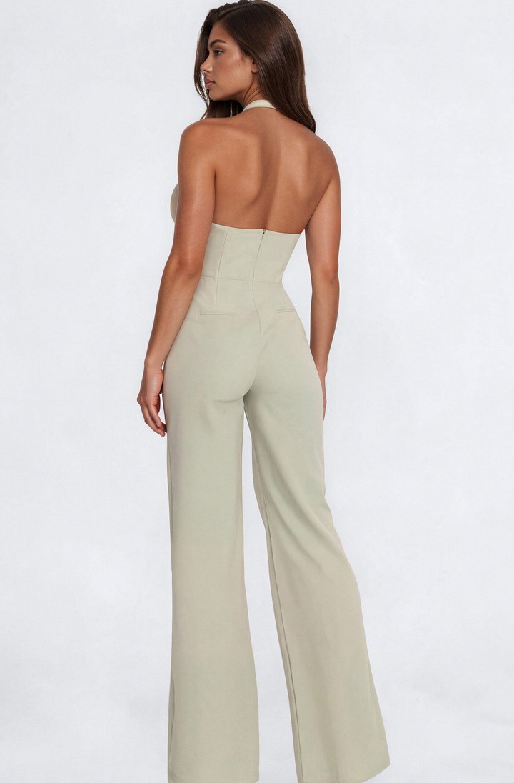 Amara Asymmetrical Draped Jumpsuit - Sage