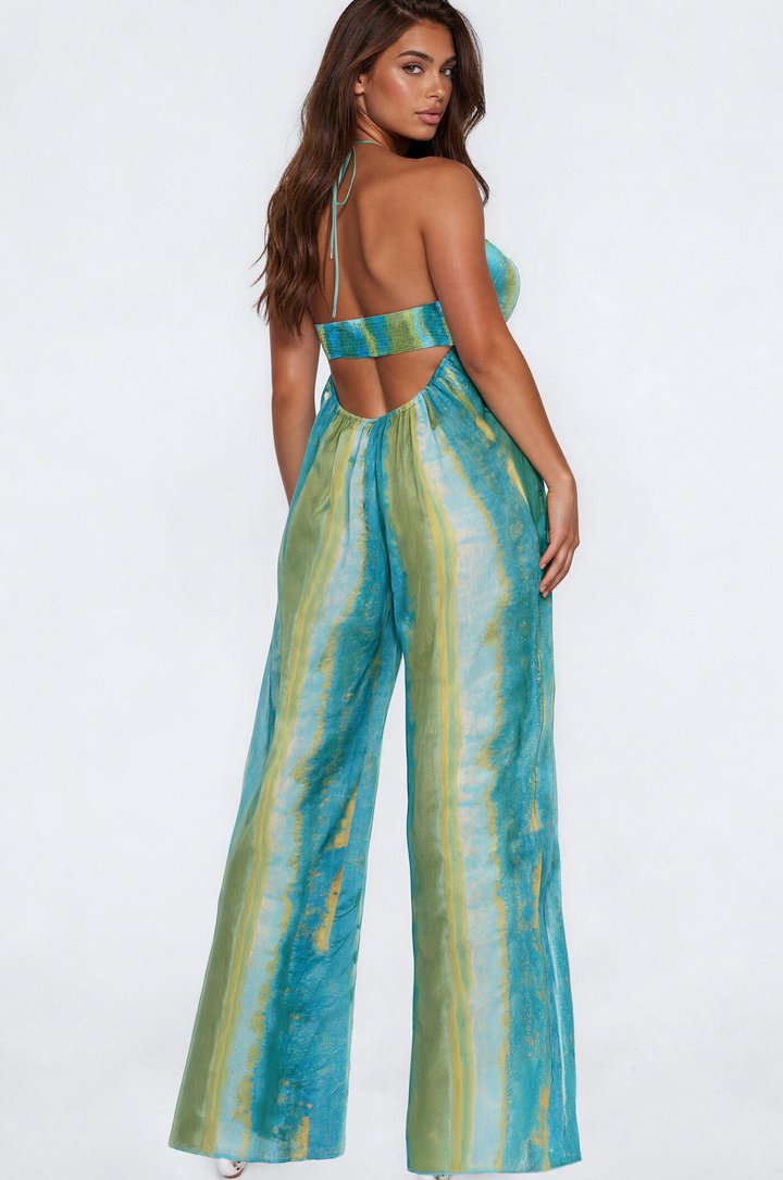 Beach Side Wide Leg Jumpsuit - Blue