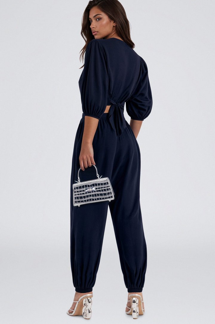 Thalia Balloon Pant Set - Navy