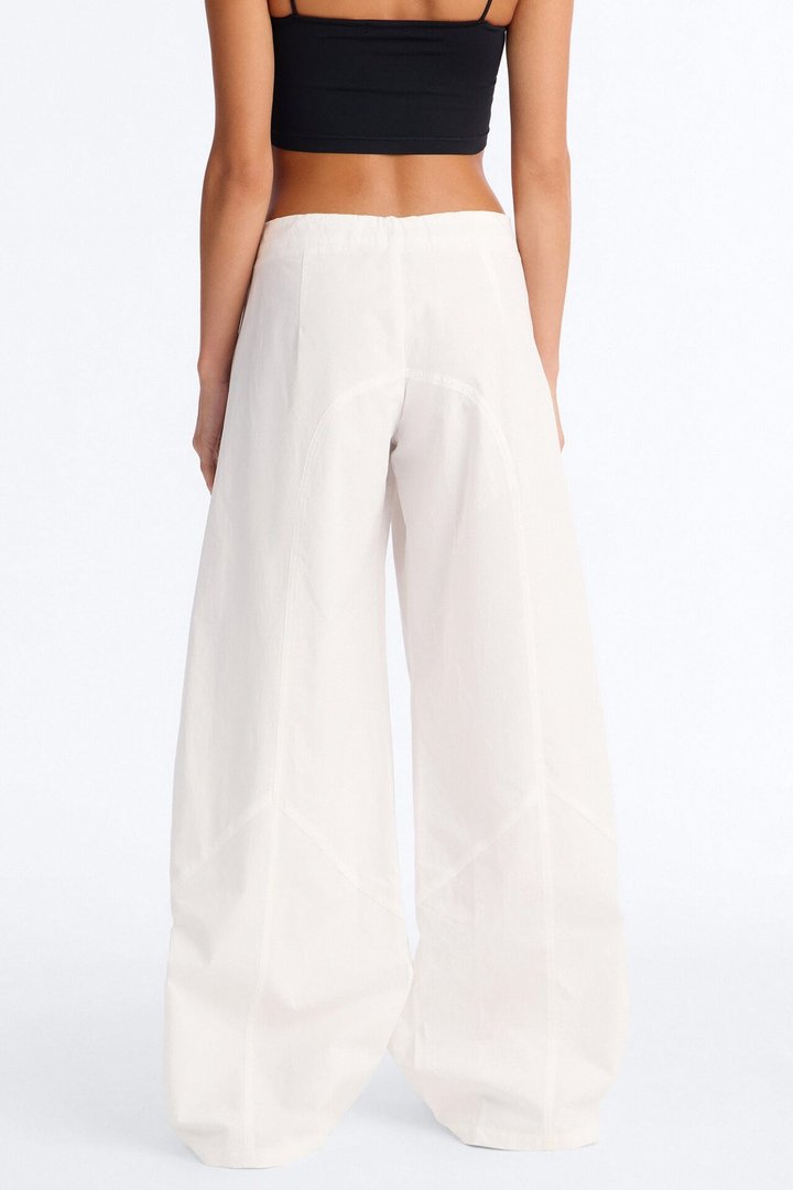 Maggie Low Rise Cotton Wide Leg Pant - White