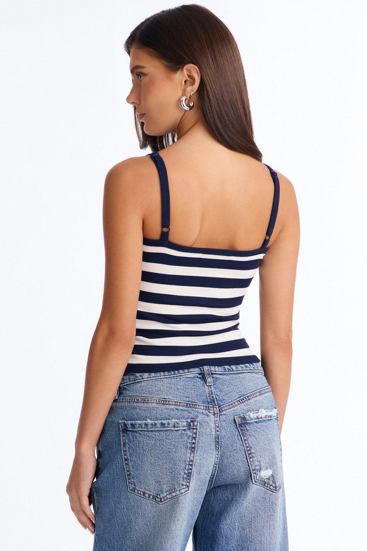 Brandi Striped Cami Top - Navy/combo