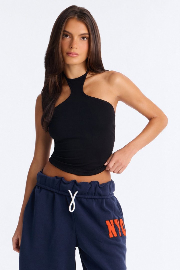 After Hours Sleeveless Halter Top - Black