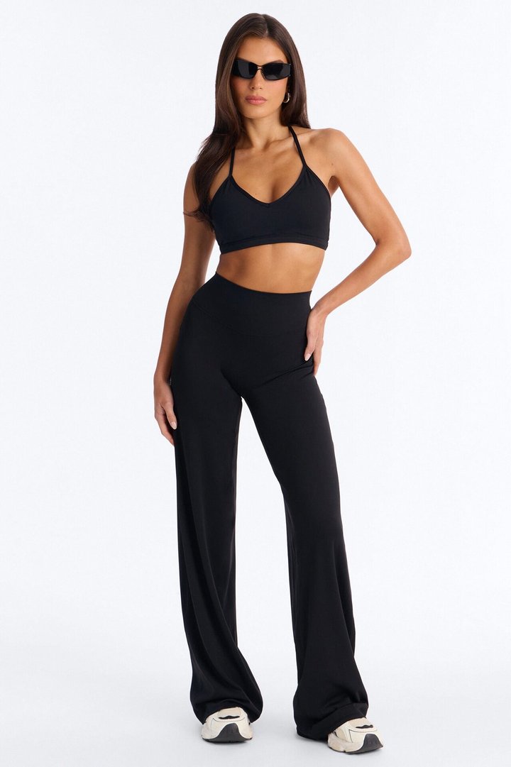 Barre Babe Active Wide Leg Pant Set - Black