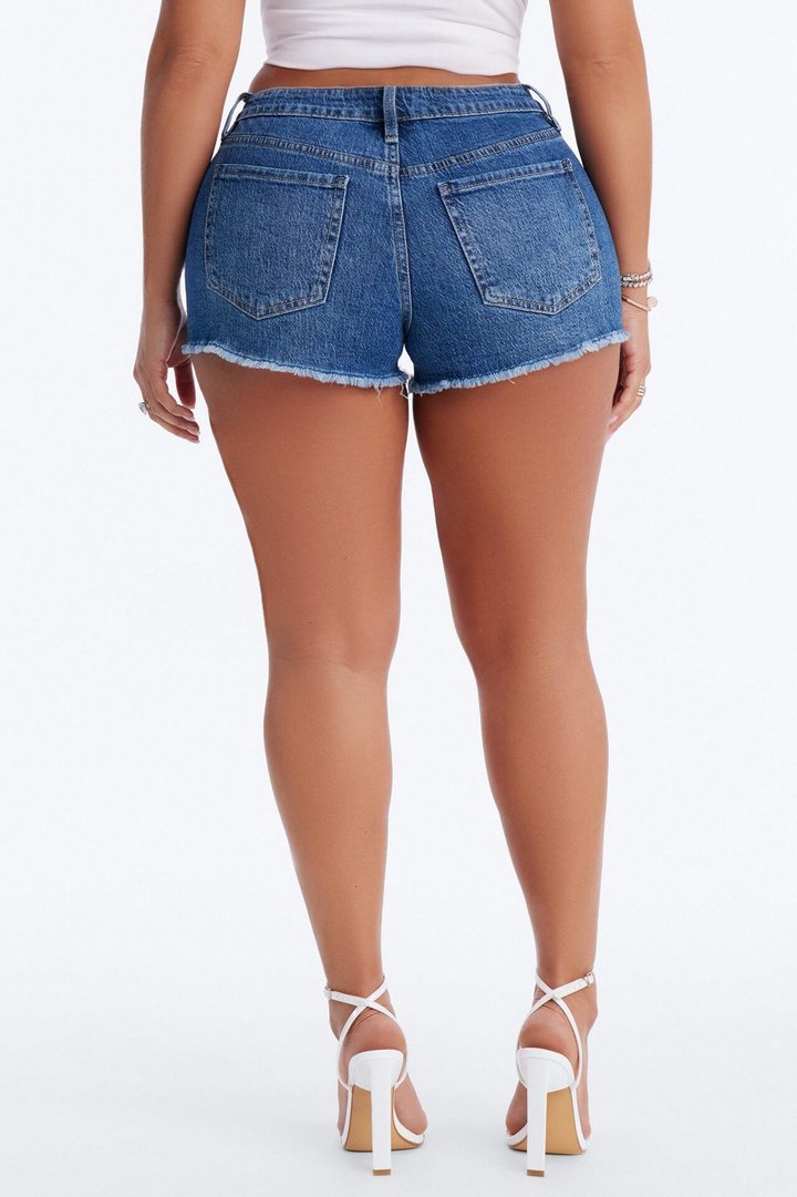 Places To Be Cut Off Stretch Denim Shorts - Dark Wash