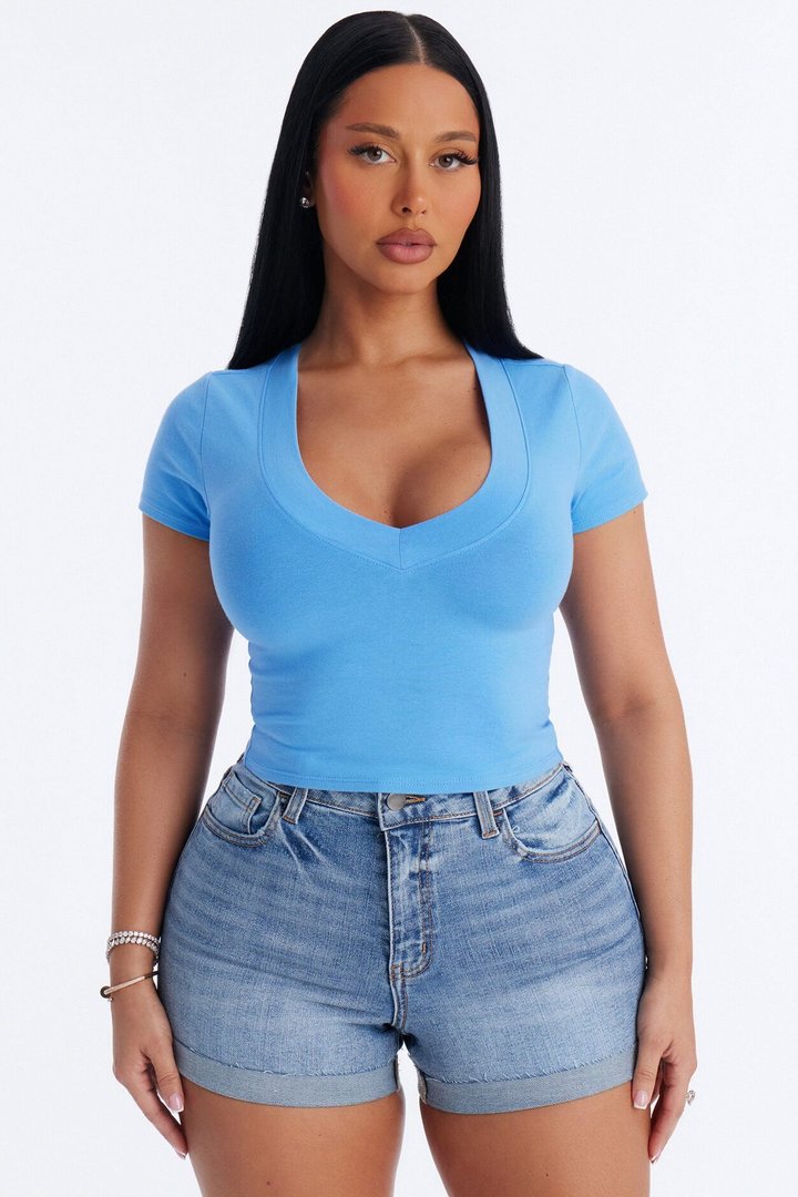 Delaney Short Sleeve Top - Periwinkle