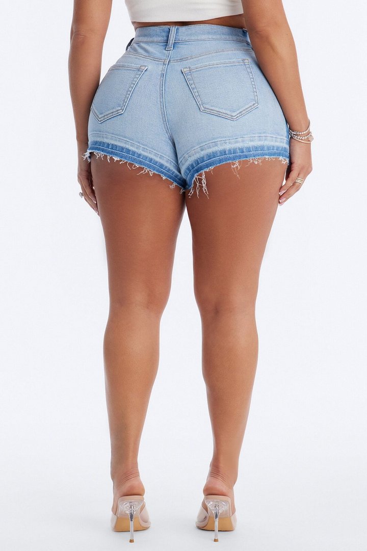 One Way Ticket Stretch Denim Shorts - Light Wash