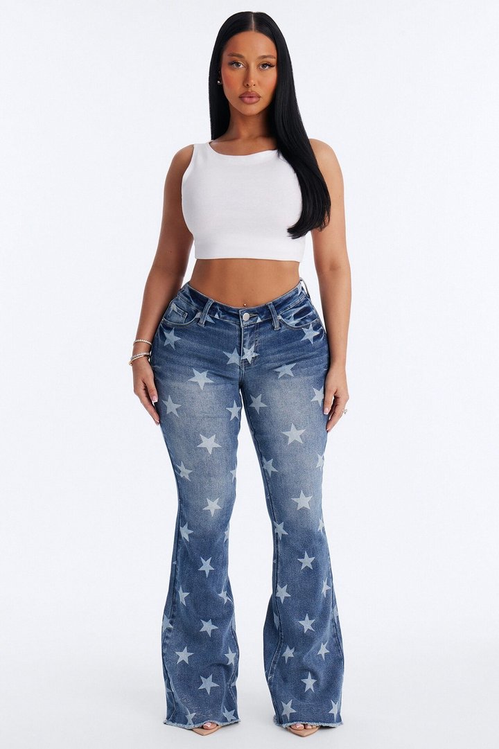 Seeing Stars Stretch Flare Jeans - Dark Wash