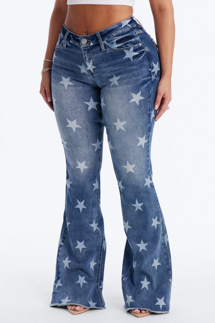 Seeing Stars Stretch Flare Jeans - Dark Wash