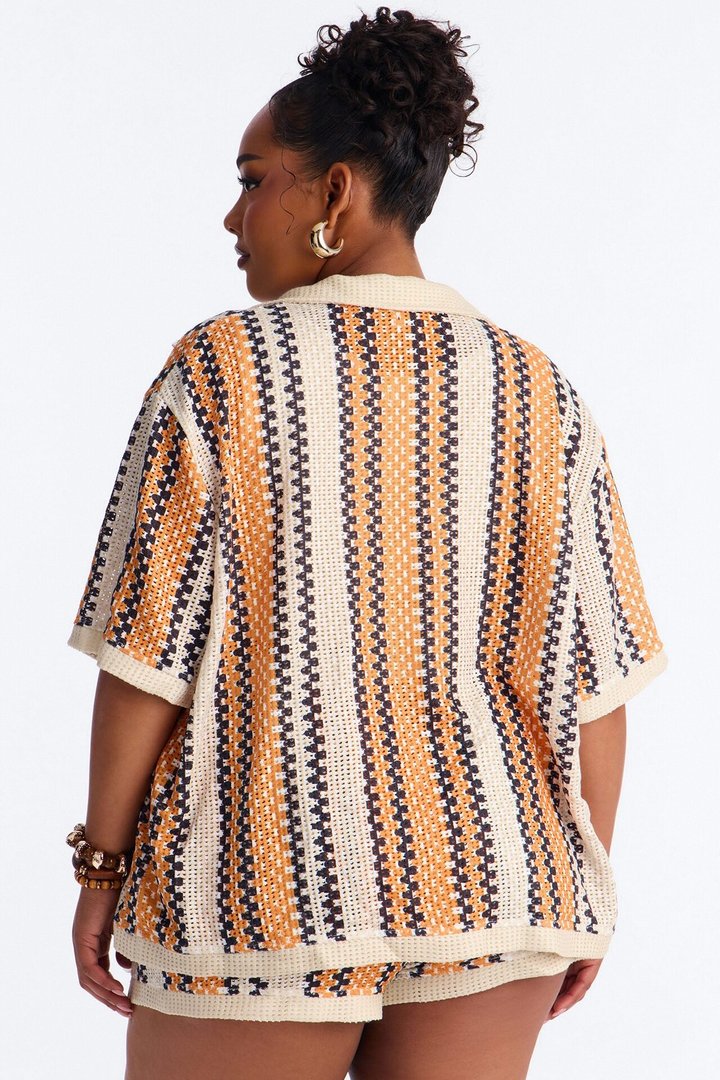 Coastal Threads Crochet Short Set - Orange/combo