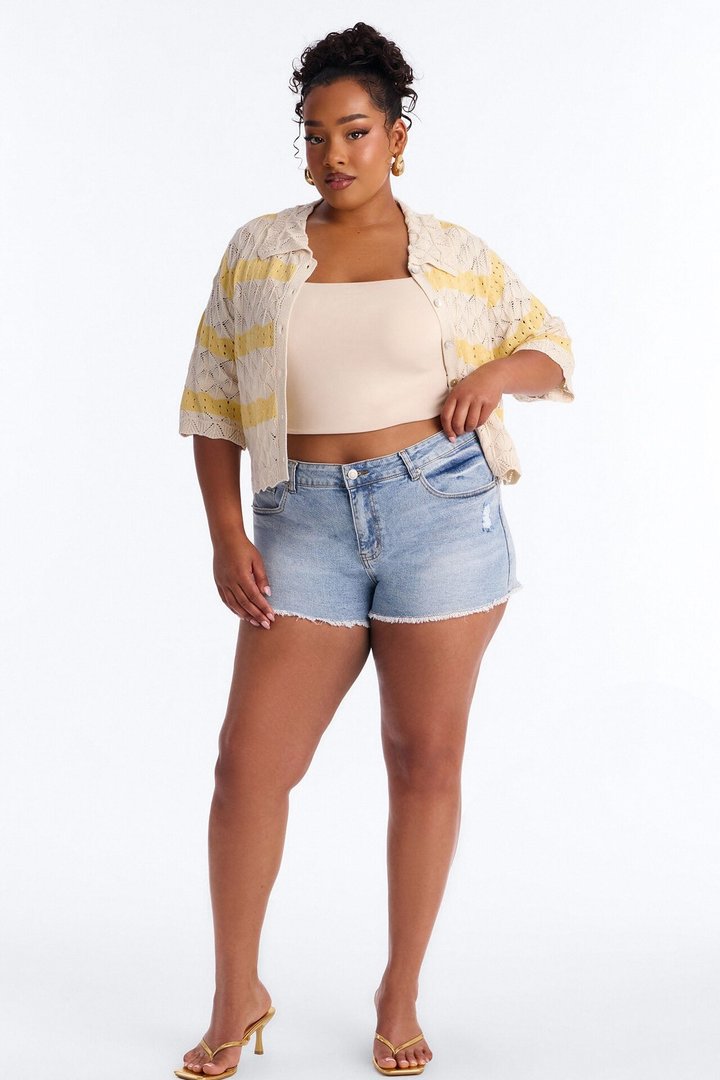 Afternoon Breeze Striped Collared Crochet Top - Yellow/combo