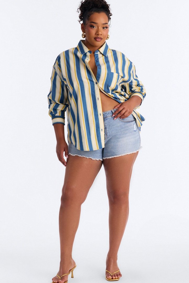 I'm The Main Topic Striped Shirt - Blue/combo