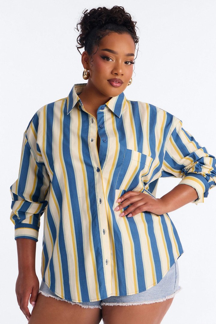I'm The Main Topic Striped Shirt - Blue/combo
