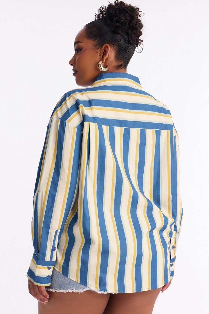 I'm The Main Topic Striped Shirt - Blue/combo