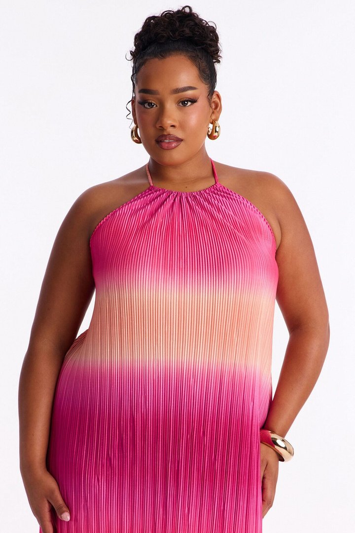 Summer Bliss Plisse Maxi Dress - Pink/combo