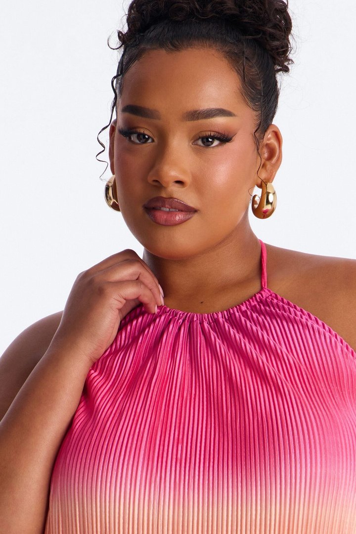 Summer Bliss Plisse Maxi Dress - Pink/combo