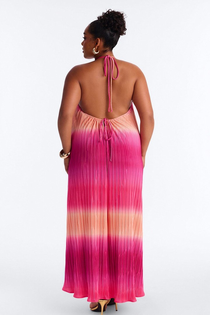 Summer Bliss Plisse Maxi Dress - Pink/combo