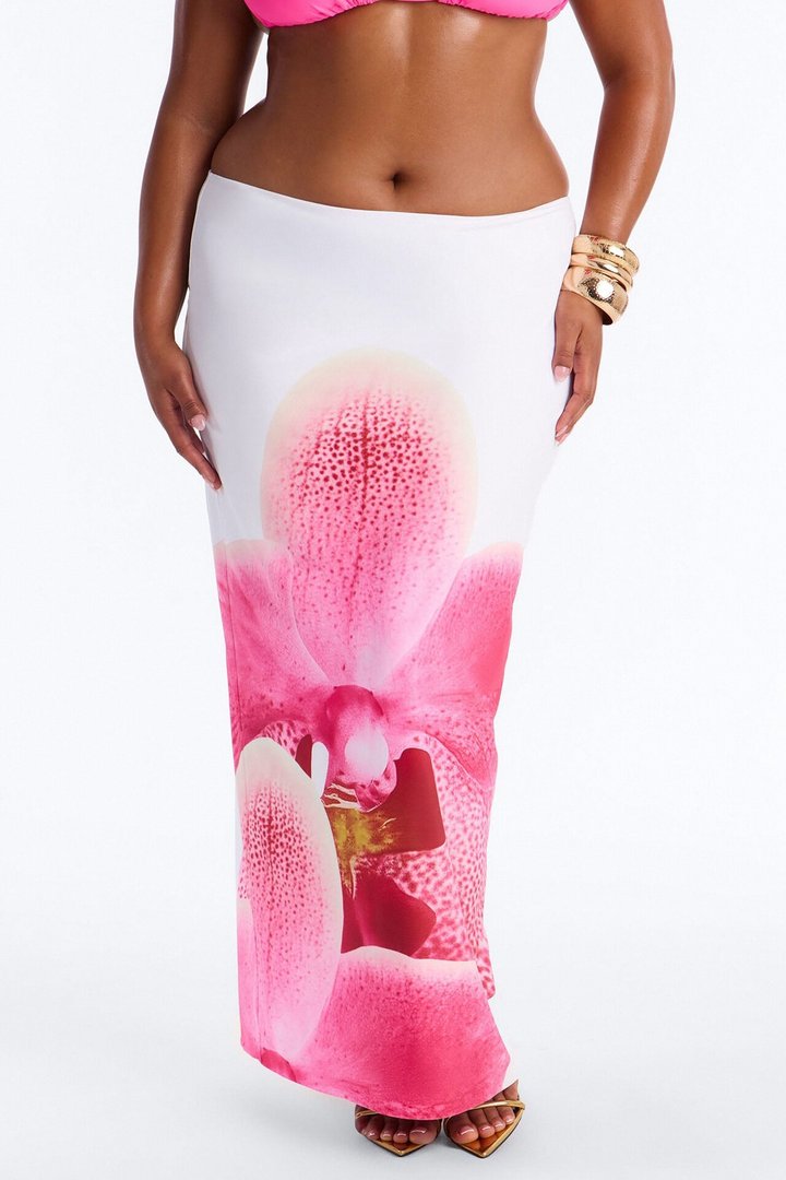 Aurielle Floral Slit Maxi Skirt - Pink/combo
