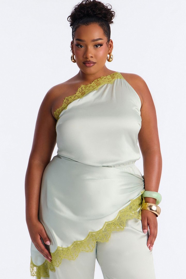 Valeria Satin Waist Scarf Wide Leg Jumpsuit - Mint