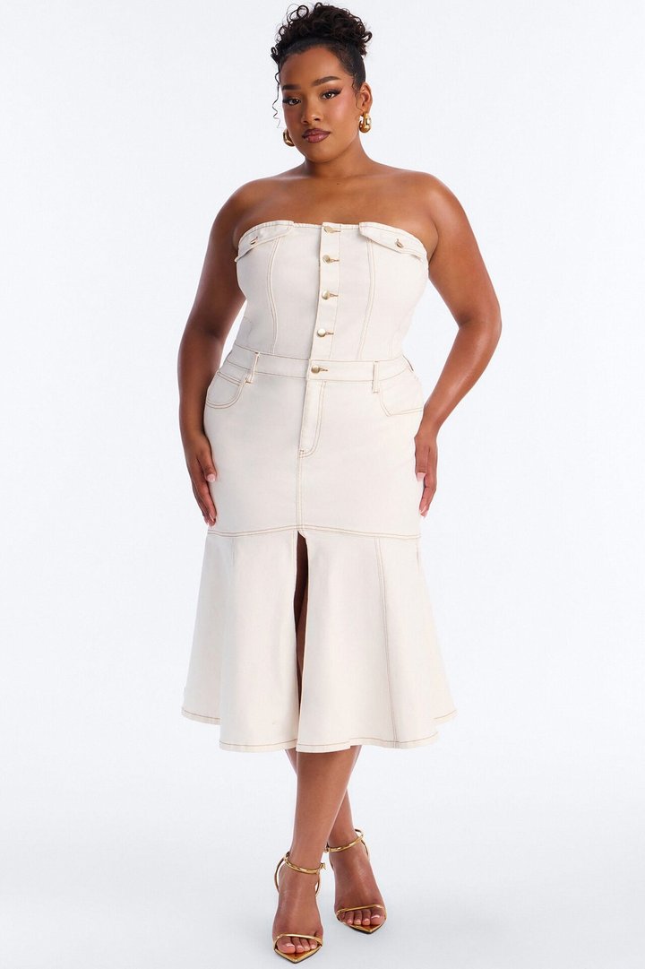 Main One Denim Midi Dress - White