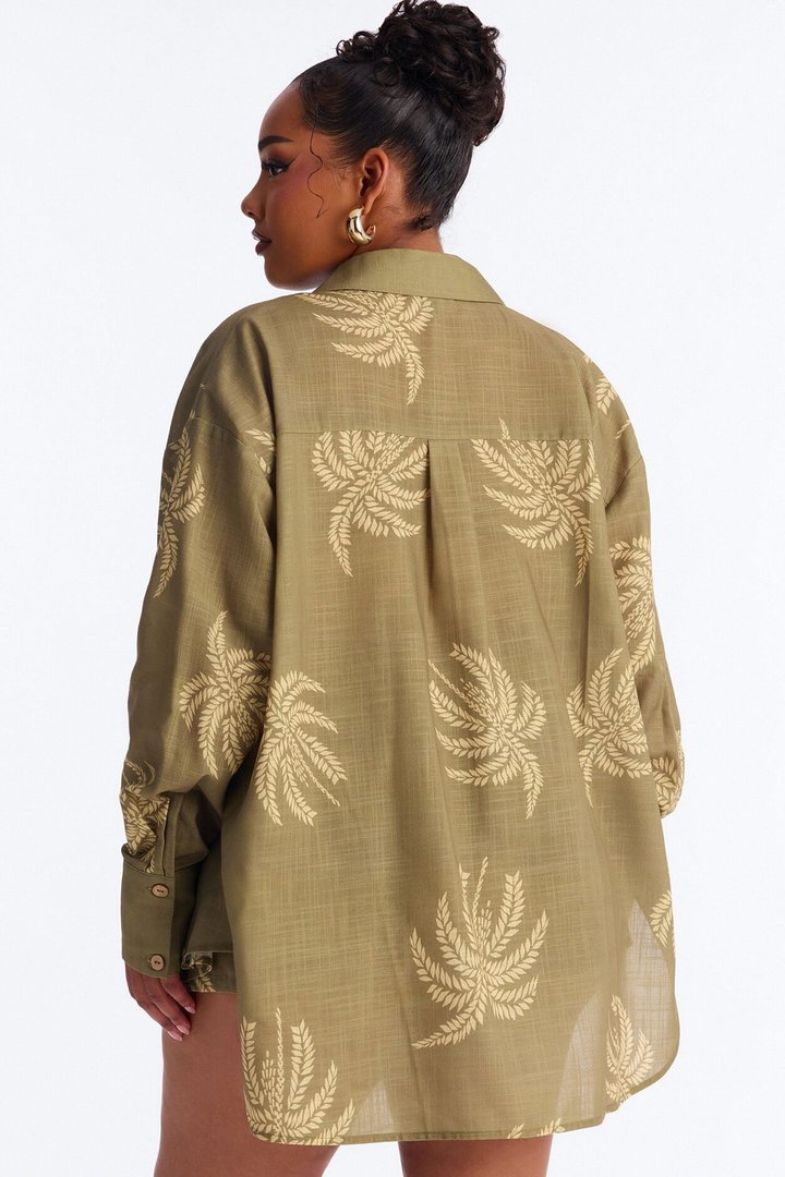 Palm Paradise Linen Short Set - Olive