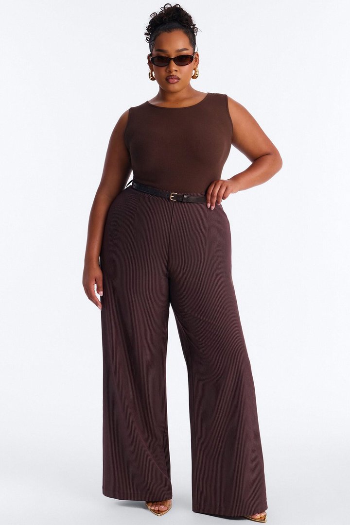 Jen Twofer Pinstripe Jumpsuit - Chocolate