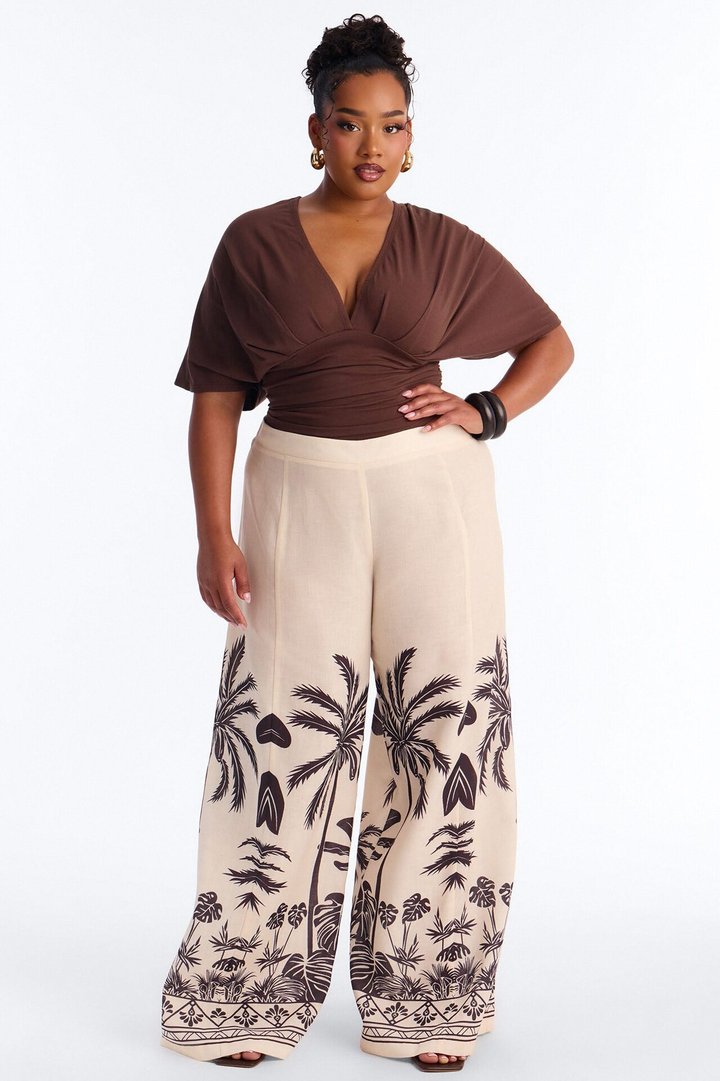 Taylor Cinched Waist Ruched Short Sleeve Top - Brown