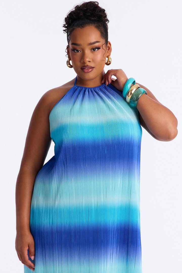 Summer Bliss Plisse Maxi Dress - Blue/combo