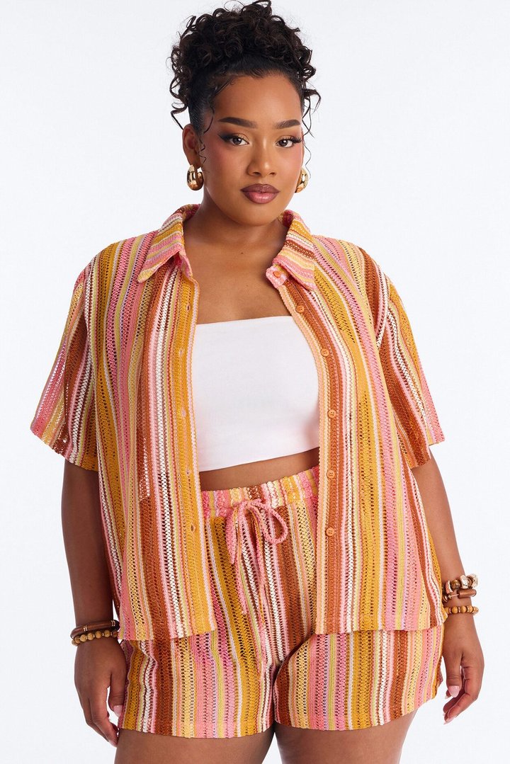 Island Vibe Crochet Short Set - Multi Color