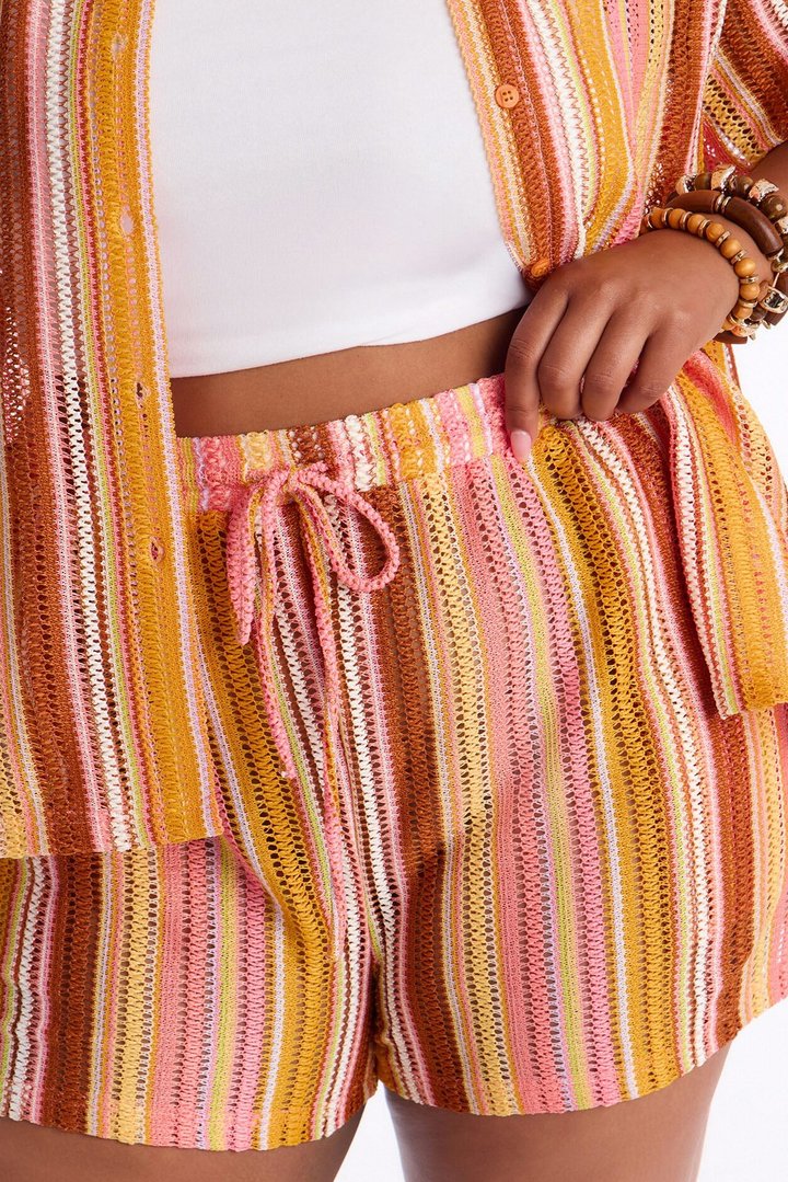 Island Vibe Crochet Short Set - Multi Color