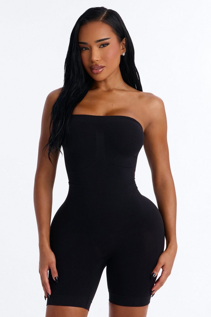 Strapless High Sculpt Romper Shapewear Bodysuit - Black