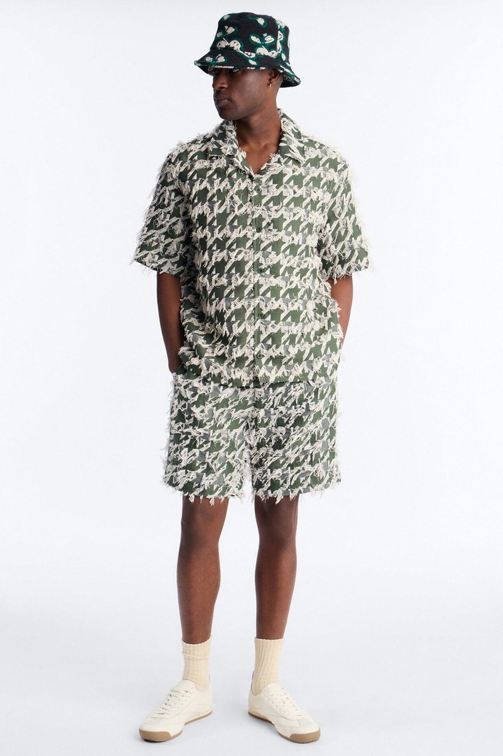 Relaxed Houndstooth Nomad Short - Green