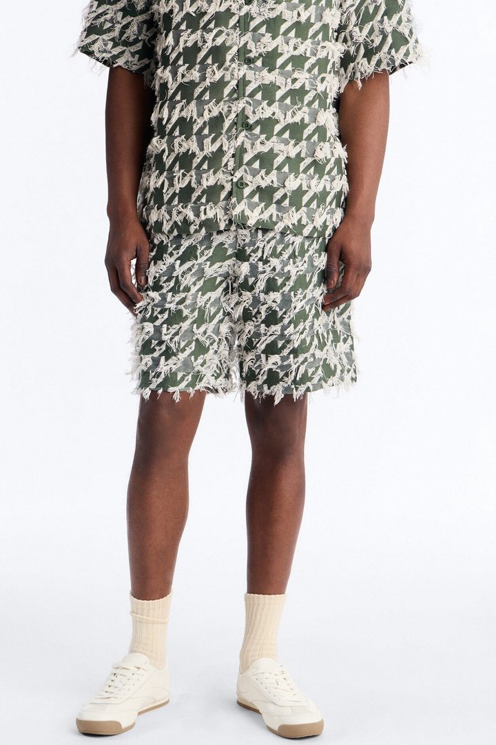 Relaxed Houndstooth Nomad Short - Green