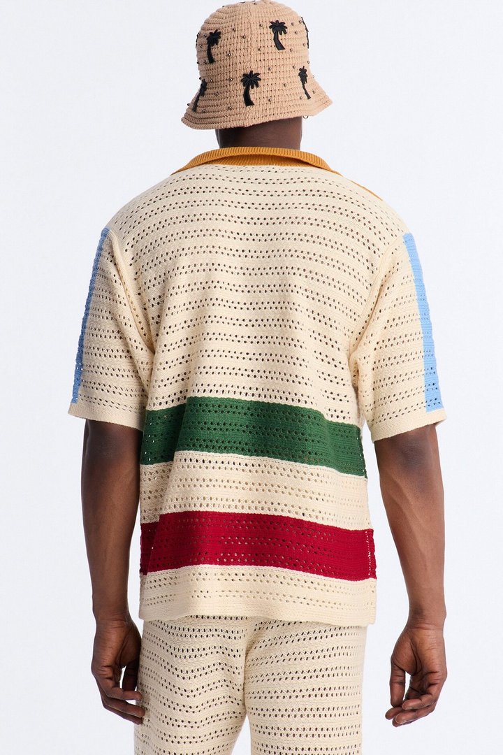 La Playa Crochet Mondrian Johnny Collar Polo - Multi Color