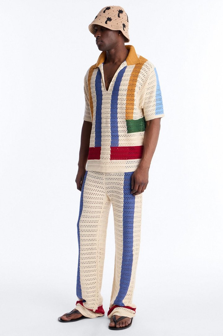 La Playa Crochet Mondrian Pant - Multi Color