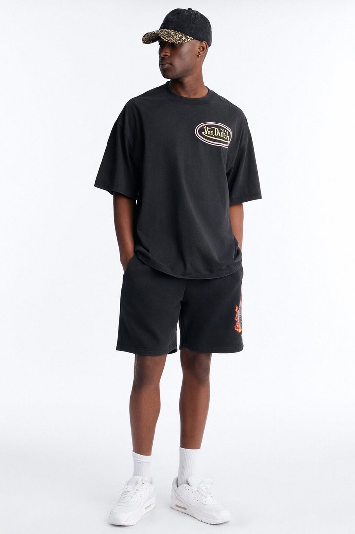Von Dutch Motorcycle Club Heavy Weight Boxy Short Sleeve Tee - Black Wash