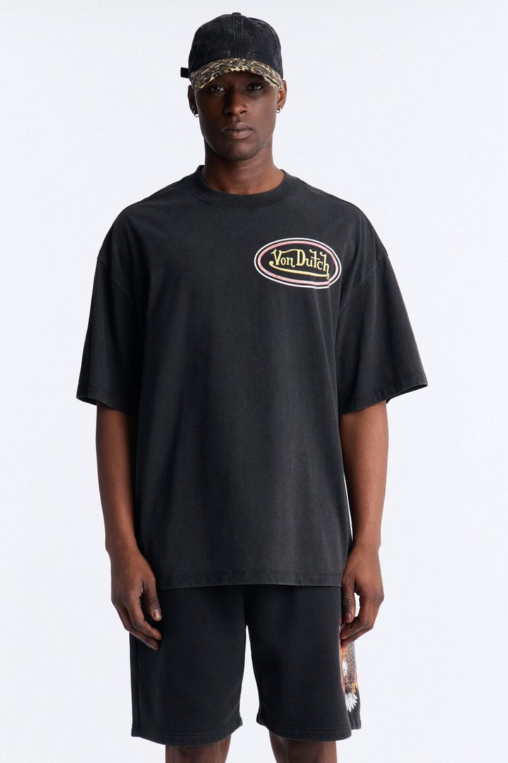 Von Dutch Motorcycle Club Heavy Weight Boxy Short Sleeve Tee - Black Wash