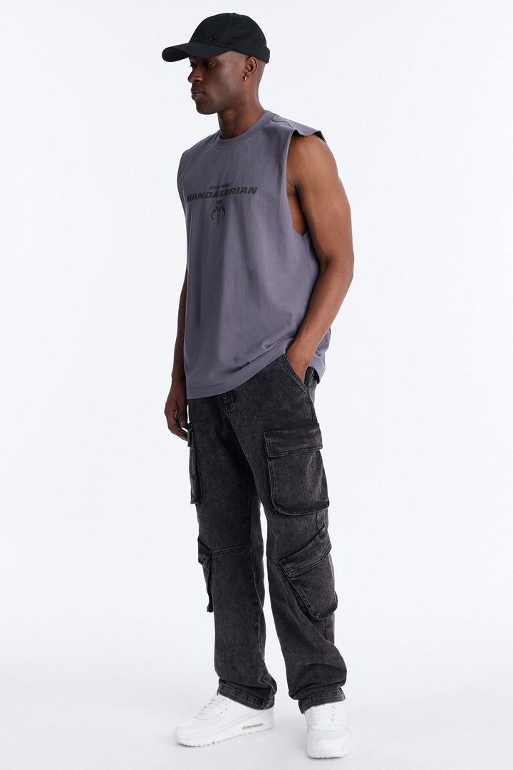 Star Wars Mandalorian Heavy Weight Muscle Tee - Charcoal